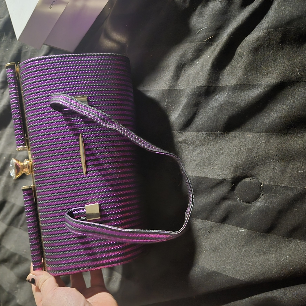 Purple and Black Women's Clutch